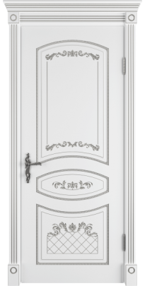 Дверь межкомнатная крашенная эмалью ADELE Белая патина серебро